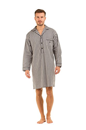 Haigman Poplin 100% Cotton Nightshirt 7391 Grey/Black Stripe Medium