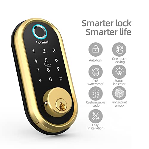 Hornbill HBUS-ZNS-Y001-GLD-KIT Smart Lock Deadbolt, Hornbill Fingerprint Door Lock thumb #3
