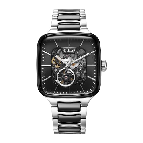 Titan Ceramic Fusion Skeleton Automatic Analog Rich Black Dial Steel & Ceramic Strap Watch for Men_90175KD01 (B0D37PHZD1) Amazon Price History, Amazon Price Tracker