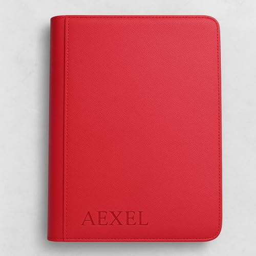Image of Premium Trading Card Zipper Binder 360 Card Capacity 9 Pocket Pu material For Trading Cards, Sports Cards, TCG Cards (Royal Red)