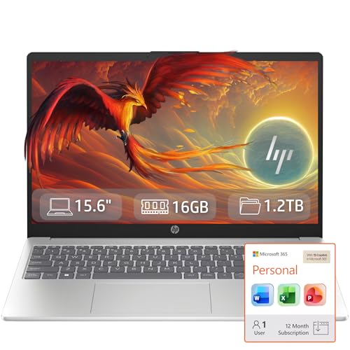 HP 15.6' Business Laptop with Microsoft Office, 16GB RAM, 1.2TB Storage, 4-Cores Intel Processor |...