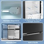 3.1 Cu.Ft Mini Fridge with Freezer,2 Door Compact Refrigerator,Mini Fridge with Adjustable Removable Glass Shelves for Bedroom,Dorm or Apartment,Black - Image 3