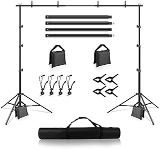 Backdrop Stand, Heorryn 6.5 x 10ft Background Stand Adjustable Photography Muslin Background Support System Stand for Photo Video Studio (2x3m)