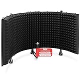 Pyle Studio Microphone Isolation Foam Pads - Acoustic 5 Foam Panel Filter for Soundproofing, Noise Reduction Diffuser w/Shock Mount, Ideal for Professional Vocal Audio & Music Recording, 22x15x15 IN
