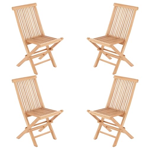 Divero 4er Set Klappstuhl Panama aus Teakholz, unbehandelt – Farbe: Natur-Braun