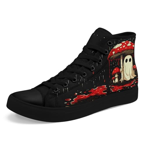 Mushroom Forest High Top Canvas Sneakers for Women Men Vintage Gothic Aesthetic Shoes Natural Print Casual Shoes