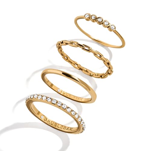 BaubleBar Camille Waterproof Ring Set Size 8
