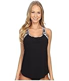 TYR 88TEM7AM Emerald Lake 2-in-1 Tank Top, Black/Grey, Medium