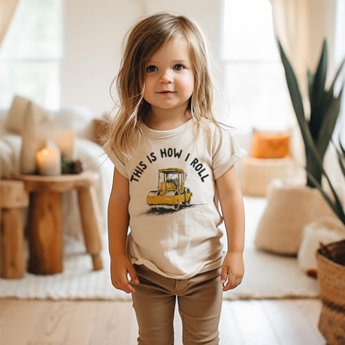 Road Roller This Is How I Roll Kids Shirt - Funny Construction Equipment Steamroller Birthday Outfit - Boho Natural Toddler Youth Graphic Tee4