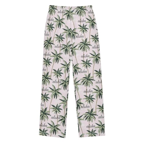 Aloha Tree Boys Long Pants Soft Trousers Elastic Waist Kids Lounge Bottoms with Pockets S-XL