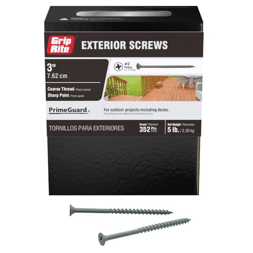 Grip-Rite PTN3S5 PG10 Tornillos para Deck #8 x 3 Hilo Grueso, Caja de 5lb, Gris miniatura 1