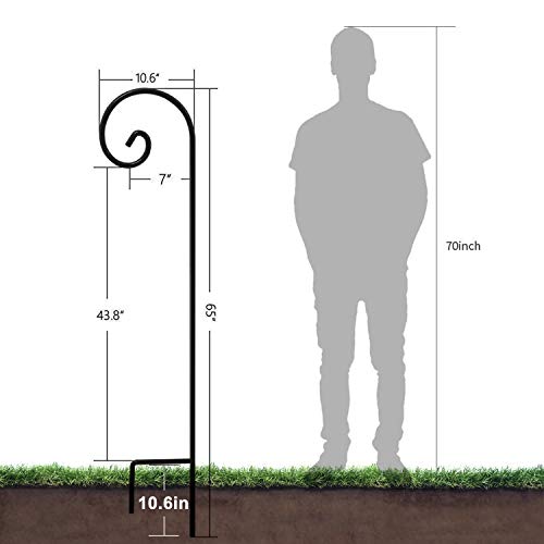 image for BEAU JARDIN 2 Pack Shepherd Hook 65 inch Tall 1/2 inch Thick Premium S