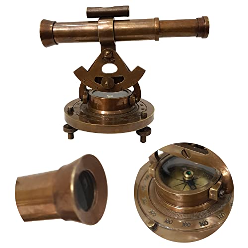 Antique Brass Nautical Alidade Telescope Compass Surveying Theodolite Marine Home/Office Table Decor Antique Survey Transit Telescope Instrument Compass #TOP5