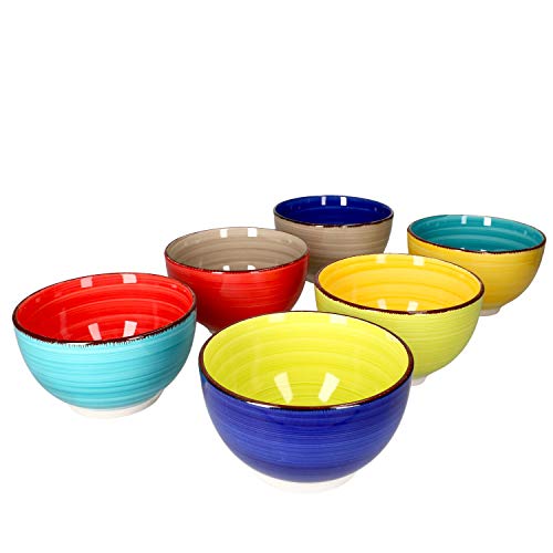 MamboCat 6er Müslischalen-Set Malaga Snaily I Robustes Steingut-Geschirr für 6 Personen I Bunte Müslischüsseln - mit Strudel-Muster in vielen tollen Farben I Müslischale bunt 690 ml 6 Stück