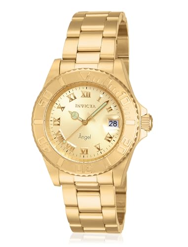Invicta Relógio feminino Angel 40 mm tom dourado/tom rosa aço inoxidável quartzo, ouro (modelo: 14321, 14368), Aço inoxidável, Movimento de quartzo