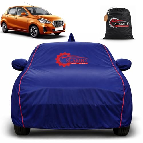 Image of Premium 100% Waterproof Car Cover for Renault's Dutsun Go | All-Weather, UV & Dust Protection | Heavy-Duty 3-Layer Fabric | Custom Fit with Mirror & Antenna Pockets | Navy Blue