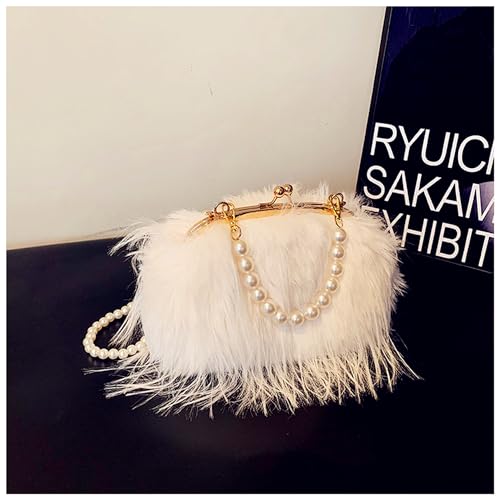 Image of Feather Purse Clutch For Women Ostrich Feather Handbag Shoulder Crossbody Evening Bag | Feather Purse