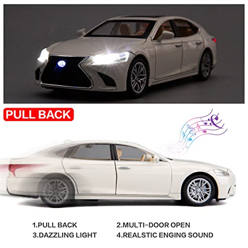 Image of Metal Pull Back Diecast Car 1:32 Lexus LS500H Pull Back Car Model with Sound Light Boys Gifts Toys for KidsPack of 1】,multicolor