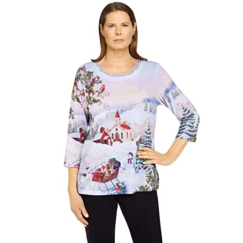 Tunique de vacances festive femme coupe Petite Alfred Dunner à motifs