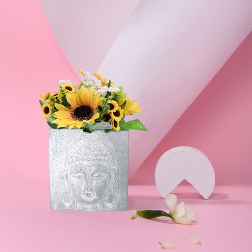 Pot de fleurs Bouddha en ciment, cadeau idéal déco maison - 3