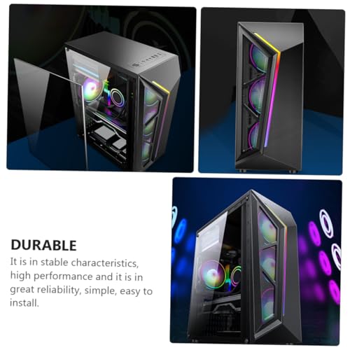 Gabinete de PC HOMSFOU RGB Mid Tower para gaming con panel lateral templado, compatible ATX y Micro-ATX, excelente ventilación y disipación de calor para DIY y oficina miniatura 6