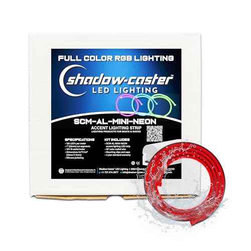 shadow-caster MINI NEON Light Strip - 8' (2.5m) Length - RGB - 12V - 8 Clips & 1 End Cap - Silicone Housing - Waterproof