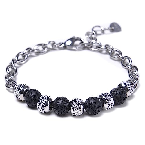 Bracelet en pierre naturelle fait main de 8 mm et 21 cm style élégant pour elle et lui