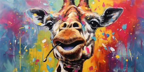 Peinture diamant 160x80 cm girafe : activité DIY relaxante pour un tableau mural fait main