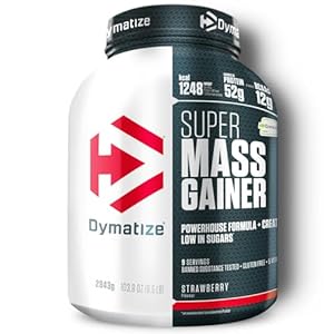 Dymatize Super Mass Gainer Strawberry 2943g – Weight-Gainer Powder + Carbohydrates, BCAAs and Casein