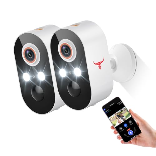 Blazique 1080p Security Camera, Smart AI Human Detection, Color Night Vision, 2-Way Audio, Cloud Storage Sold Separately, 2.4G WiFi, Wireless Indoor/Outdoor Surveillance Bullet Cam (2 Pack)