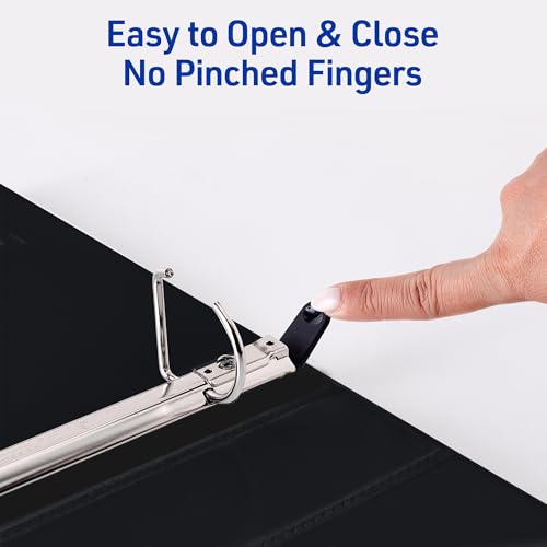 Image of Avery Heavy-Duty View 3 Ring Binders, 1.5 Inch One Touch Slant Rings, 375-Sheet Capacity, DuraHinge, 2.1 Inch Wide Spine, Customizable Clear Cover and Spine, Black Binders (6-Pack of 79097)