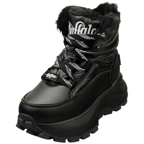 Bottes compensées Buffalo Manhatten Vegan Noir aux finitions haut de gamme