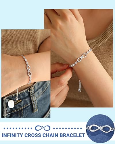 UNGENT THEM Infinity CZ Cross Bracelet, 10th 11th 12th 13th 14th 16th 18th Birthday Gift 5th 8th Graduation Christian Confirmation Gifts Ideas2
