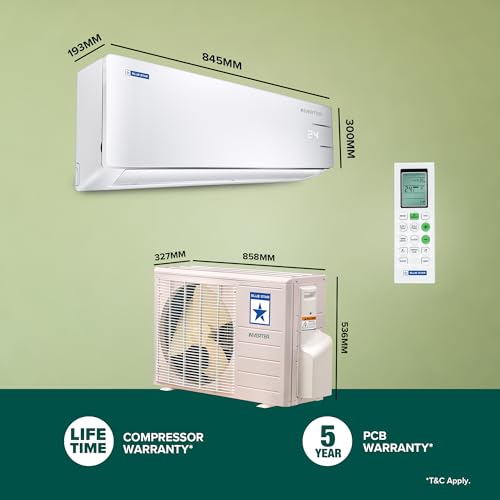 Image of Blue Star 1 Ton 3 Star, Smart Inverter Split AC (Copper, Convertible 5 in 1 Cooling, Multi Sensors, Blue Fins, Self Diagnosis, ID312YNUS, White)