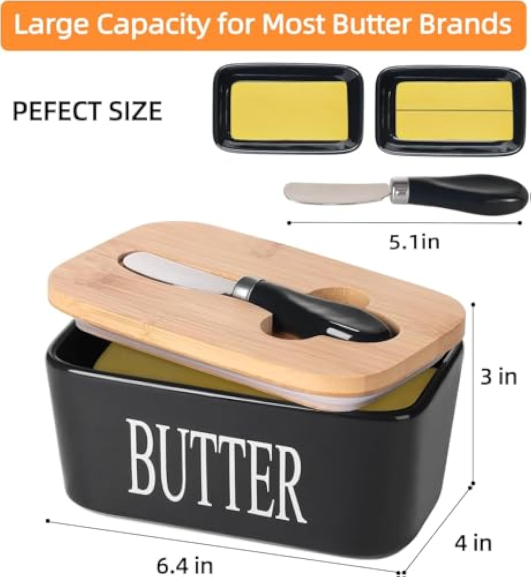Porcelain Butter Dish with Bamboo Lid