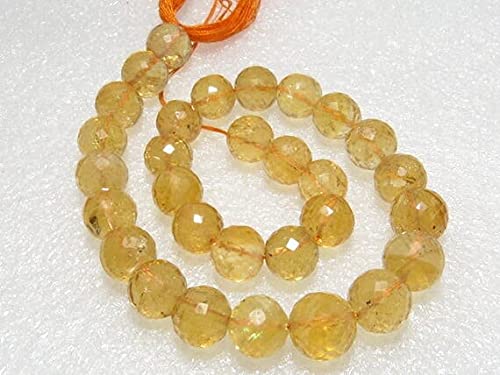 Citrine micro cut faceted round ball 9 mm pour réparer et personnaliser vos colliers