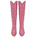 RONILURN Women Rhinestone Over the Knee Cowboy Boots, Sparkly Bling Cowgirl Boots Western Thigh High Boots Pull-On Side Zippers Chunky Heel Pointed Toe Size5-12 For Fashion&Daily