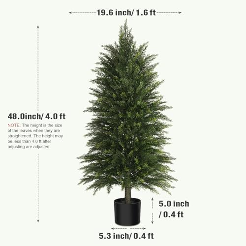 Image of 4 ft Artificial Topiary Cedar Trees Set of 2 for Outdoor