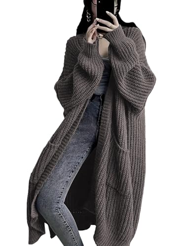 Image of Womens Long Cardigan Sweaters Open Front Oversized Duster with Pocket for Women 2025 Fall Winter Knit Design Coats