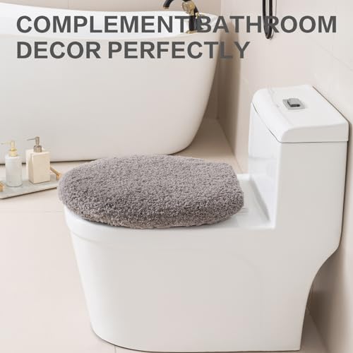 Image of Microfiber Toilet Lid Cover, 17.5 inchx15 inch Fits Round Oblong and Elongated