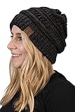 Funky Junque Women's Funky Slouchy Beanie Soft Chunky Warm Cable Knit Winter Hat Knitted Hats for Women One Size - Black #23