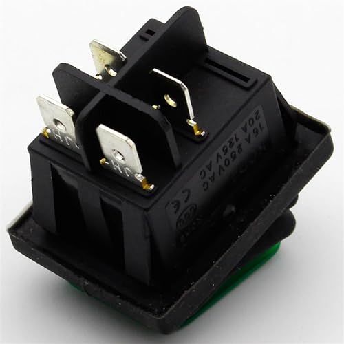 Interruptor basculante de enganche con aislamiento IP55 y LED verde de 4 pines 4