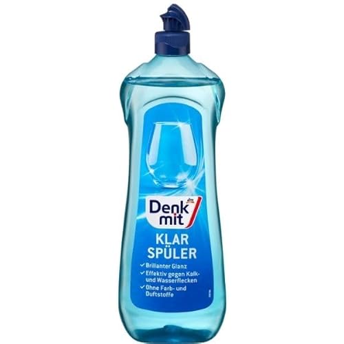 Denk mit Klarspüler für Geschirrspülmaschinen, Brillanter Glanz, Kalkschutz, Ohne Farb- und Duftstoffe, mit 70% Recyclinganteil