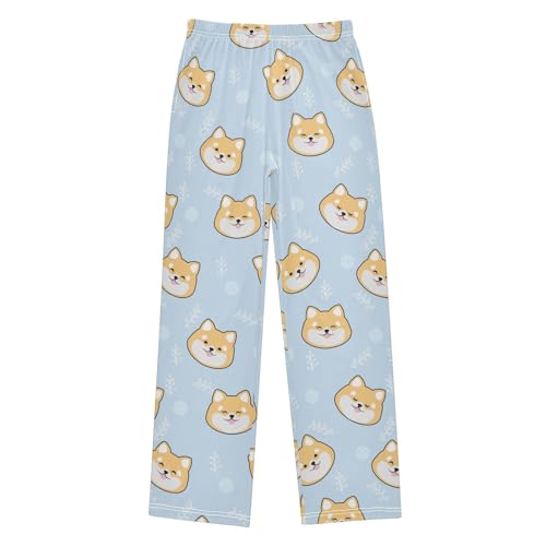 Boys' Pants Dogs Shiba Inu Faces Cute Long Bottoms Jogger Pants Elastic Waist Trousers with Pockets S-XL