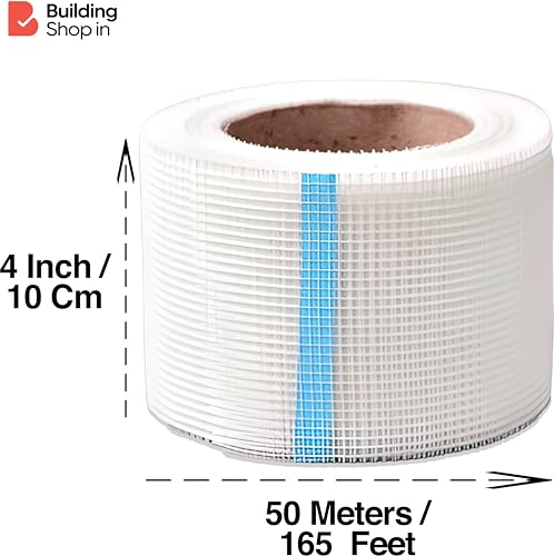 Image of Buildingshop Fiber Mesh 145 Gsm (4 Inch X 50 Meter) For Waterproofing to Roof /Crack Patch Crack Filler (1.5 kg)
