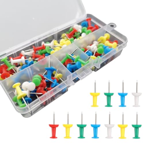 Tadipri 100PCS 5 Colores Chinchetas, Chinchetas para Mapas, Pines de Empuje, Chinchetas Corcho, Chinchetas Aguja para el Tablero de Anuncios, Marca de Mapa, Corcho, Panel de Anuncios