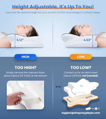 Ultra Pain Relief Cooling Pillow for Neck Support, Adjustable Cervical Pillow Cozy Sleeping, Odorless Ergonomic Contour Memory Foam Pillows, Orthopedic Bed Pillow for Side Back Stomach Sleeper - Image 5