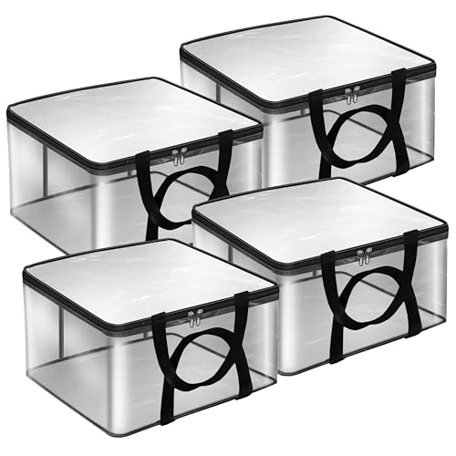 Image of Storite Pack of 4 PVC Transparent Storage Bag for Saree Covers,Clothes, Lehenga, Blankets, Bedsheets, Toys, Docs|Wardrobe Organizer|Clear Storage Box Bag - (41x31x23 cm, Transparent)