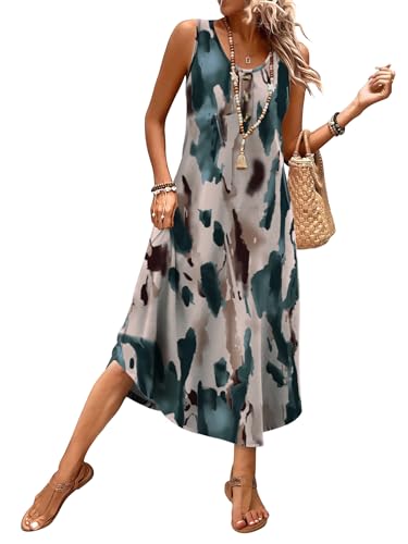Image of WIHOLL Summer Dresses for Women 2026 Button Front Sleeveless Casual Midi Dress Beach Vacation Sundresses with Pockets