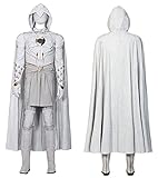 Men Moon Knight Costume Adult Spector Outfits Super Hero Cosplay Suit Shirt Pants Full Set with Mask Tie for Halloween Cosplay (Large, Gray)